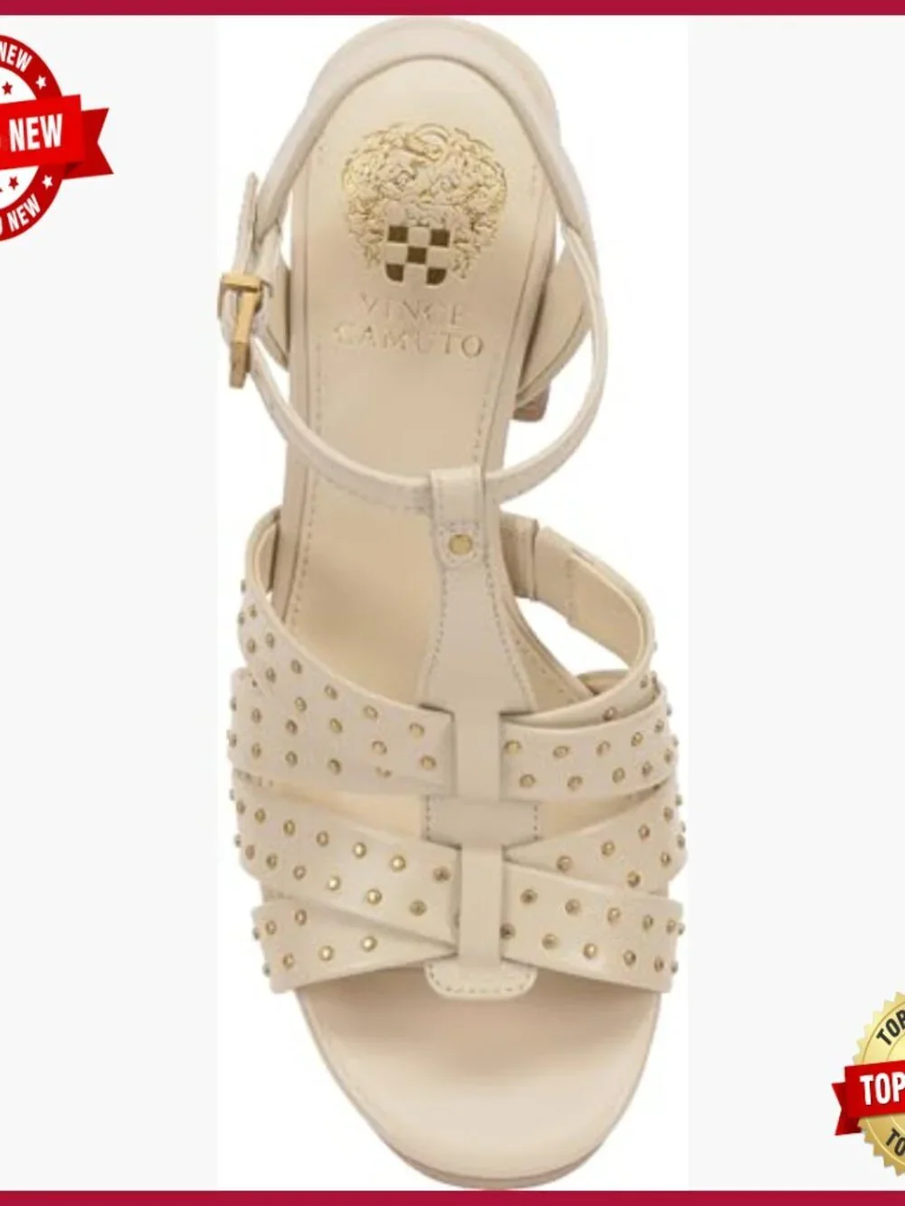 Platform Sandal with T-Strap and Stacked Heel - Open Toe, Buckle Closure